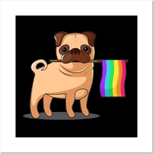 Pull Dog Rainbow Flag Costume Gift Posters and Art